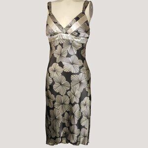 BCX Womens Brown White Flower Floral Sleeveless Dress Size 7 Fitted USA